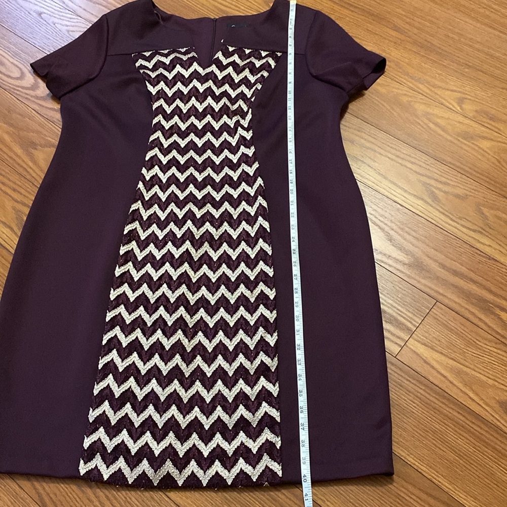 Connected Apparel womenâs plus size metallic lace sheath burgundy dress 20W - Picture 11 of 15
